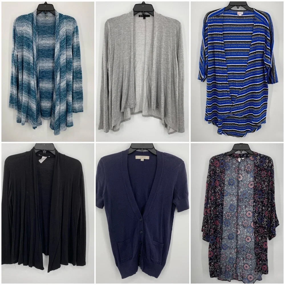 6 Piece Bundle Sweaters Cardigans Open Front All Size Small Variety of Colors